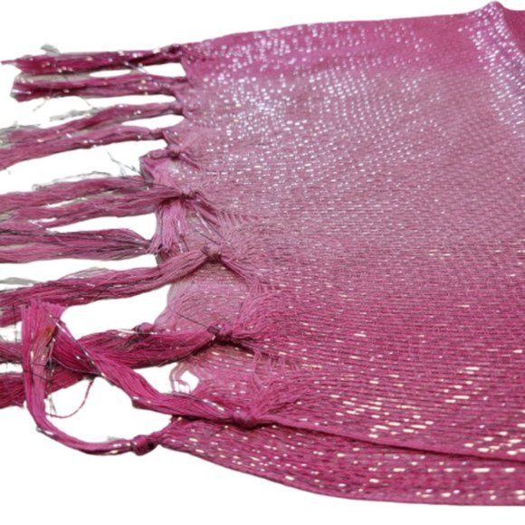 Pink Scarf Sequin Scarf Long Rectangular Tassel Scarf Shawl- NEW - Picture 8 of 11